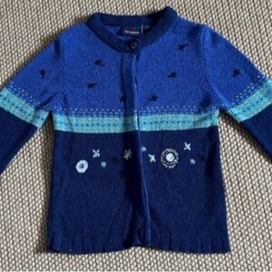 Blue Embroidered Unisex Sweater
